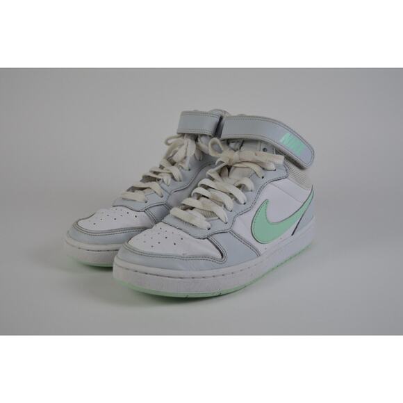 Nike Court Borough Mid 2 Sneakers Pure Platinum/Mint Youth Size 5 Pre-Owned - Picture 6 of 13